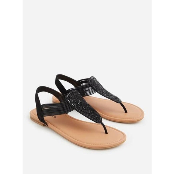 torrid Shoes - NWOT TORRID Women's Black Elastic T-Strap Sandal Size 9 Wide